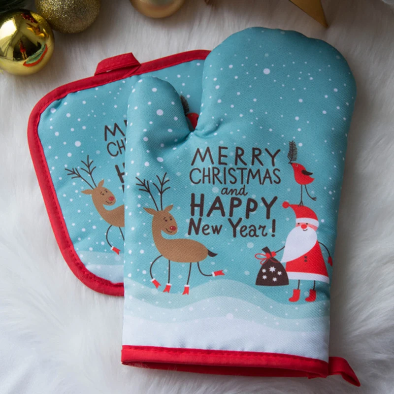 2 шт./компл. merry christmas предохранительная перчатка коврик рождественские украшения для дома Санта-Клаус кухня выпечки Перчатки pad с утолщённой меховой опушкой, натальные Декор