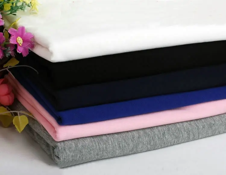 

100% cotton Pure plain color 32S knitting elastic fabric DIY sewing T-shirt leggings fabric clothes cloth width 165cm