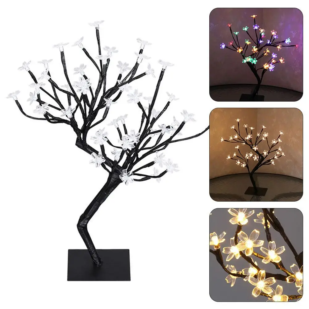 

40cm 40LEDs Table Light Cherry Blossom Bonsai Design Table Light USB Lamp Holiday Party Home Decor LED Night Light Durable