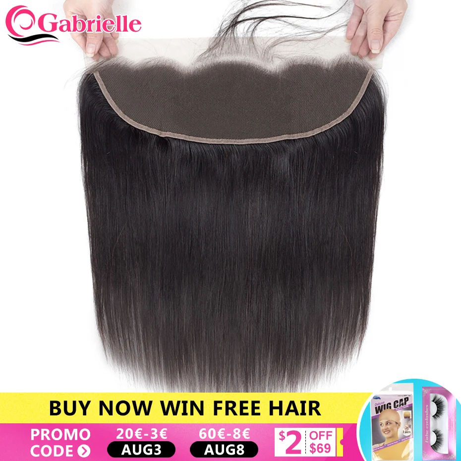 Gabrielle Transparent Lace Frontal Brazilian Straight 13x4 Lace Frontal Closure Human Hair Medium Brown Swiss Lace Remy Hair