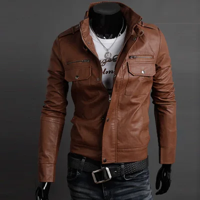 

Large Size 2018 Men Dual Pocket Casual Leather Coat Coat Special Offer 40 1809a