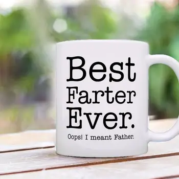

Father's Day Ceramic Coffee Mug Cup Best Farter Ever Ooh I Meant Father Tea Milk Stave Cups with Handle funny Birthday gift