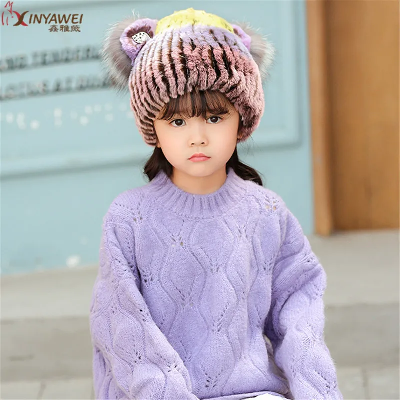 

Winter Russian Fur Children Cat Ear Hat Rex Rabbit Fur Boy Girl Earmuffs Lei Feng Pretty Baby Fur Bomber Hat.