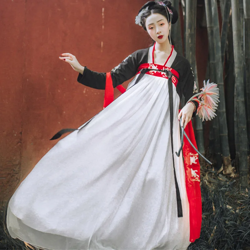 Hanfu Для женщин для китайского народного танца Костюм Традиционный древняя китайская принцесса платье феи; дамские сценические наряд Одежда для представлений DN4126