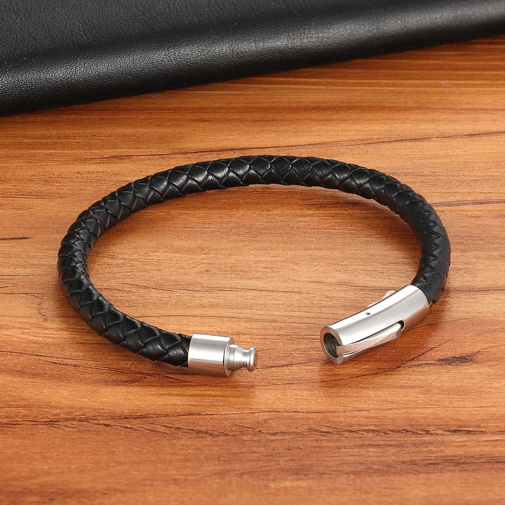 Bracelet Jewelry Stainless Steel Braided Bracelets For Women Men Genuine Leather Bangles Special Birthday Party Jewelry