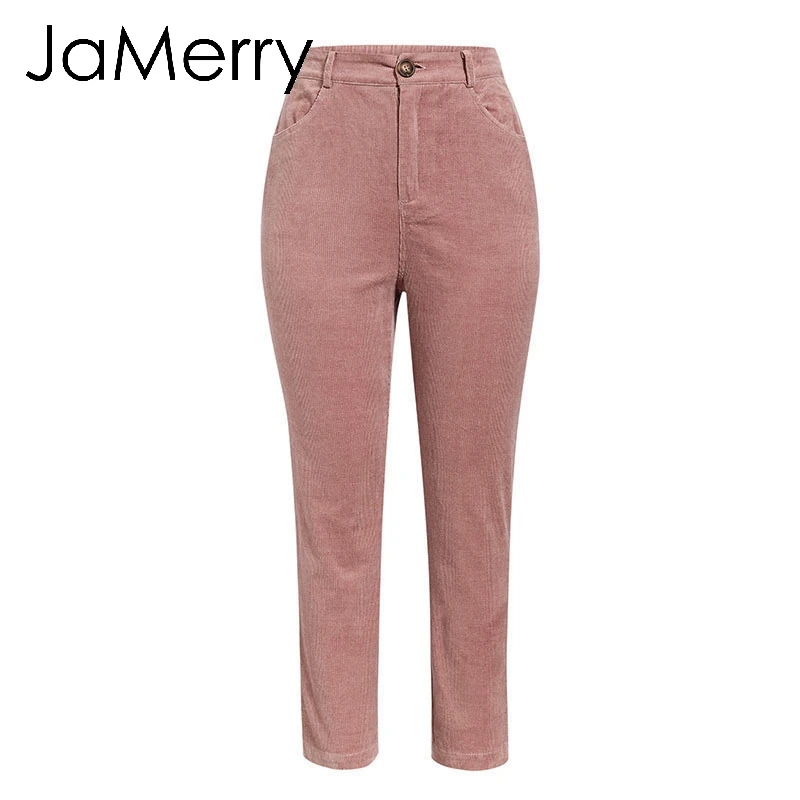 JaMerry, Ретро стиль, высокая талия, уличная одежда, женские штаны, одноцветные, тонкие пуговицы, женские брюки на молнии, Осень-зима, рабочая одежда, брюки-карандаш