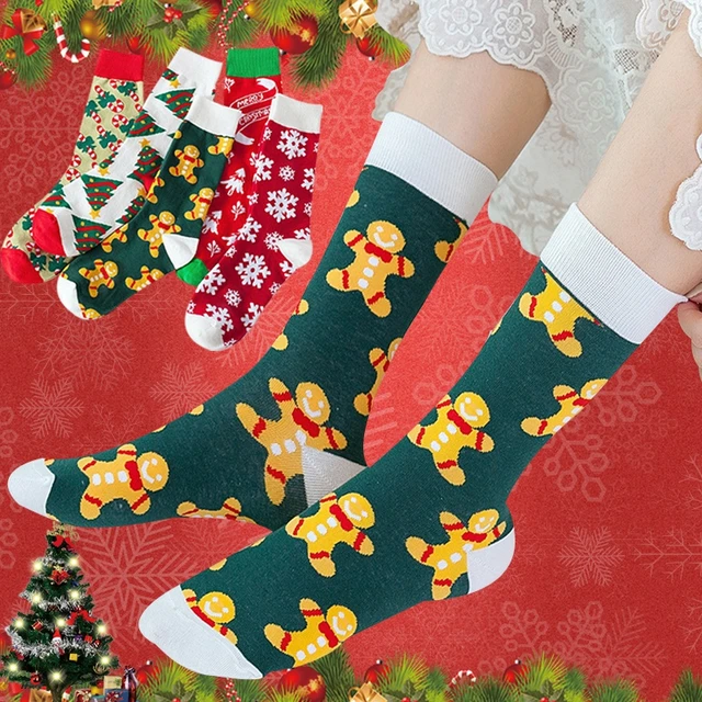 Calcetines de Navidad Unisex con Muñeco de Nieve y Árboles de