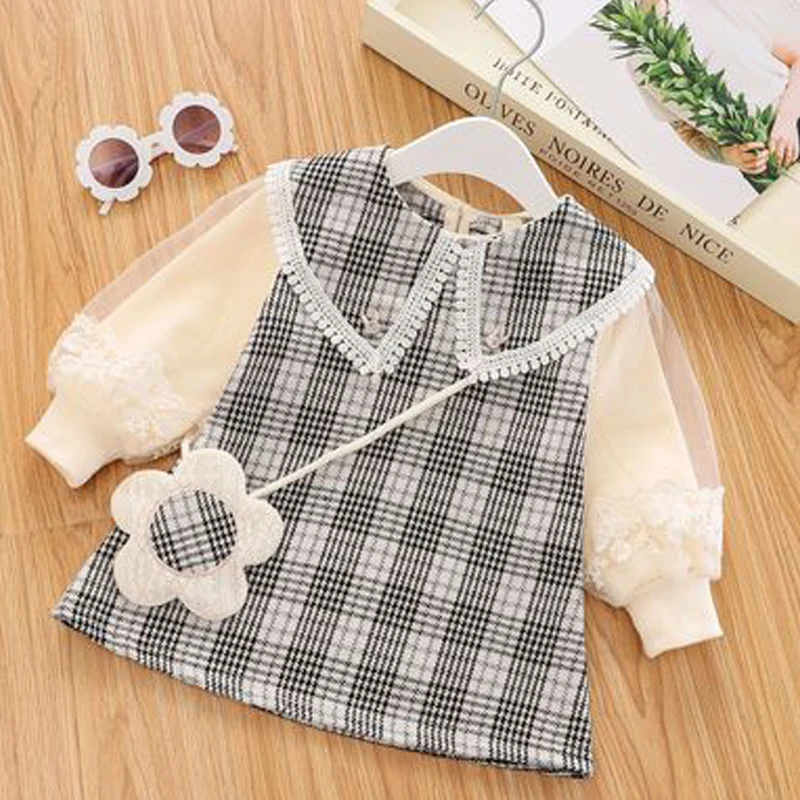 Long Sleeve Plaid Printed Collar Baby Clothes