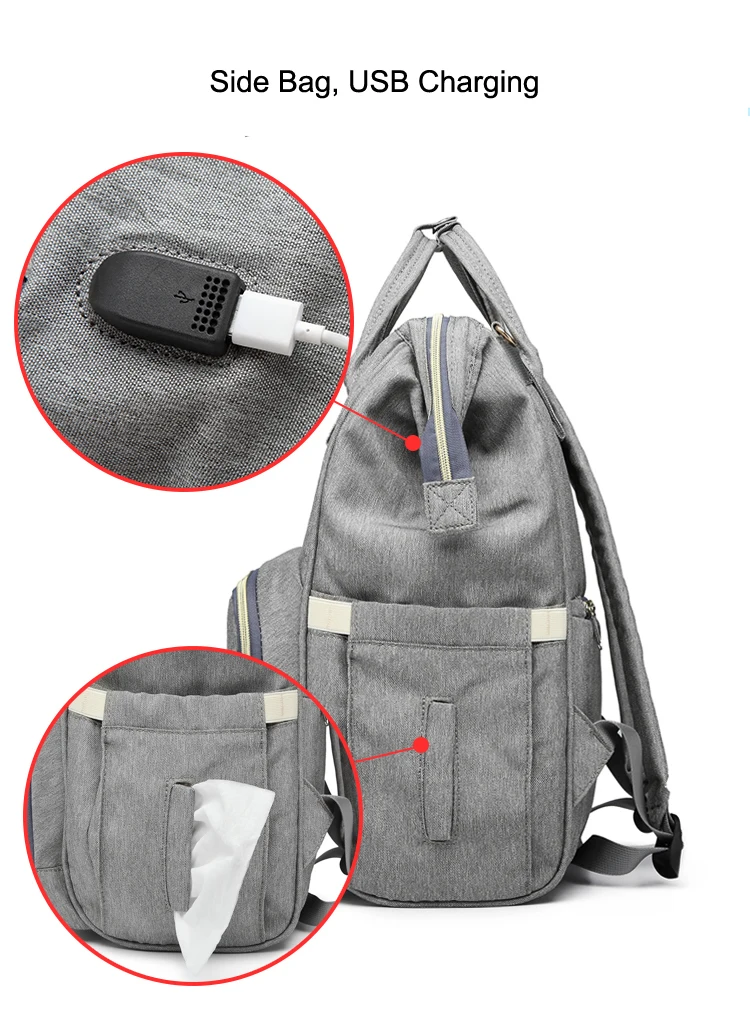 LEQUEEN сумка для подгузников, USB рюкзак для подгузников для мам и мам, сумка для подгузников для кормления, сумка для ухода за ребенком, рюкзак для путешествий