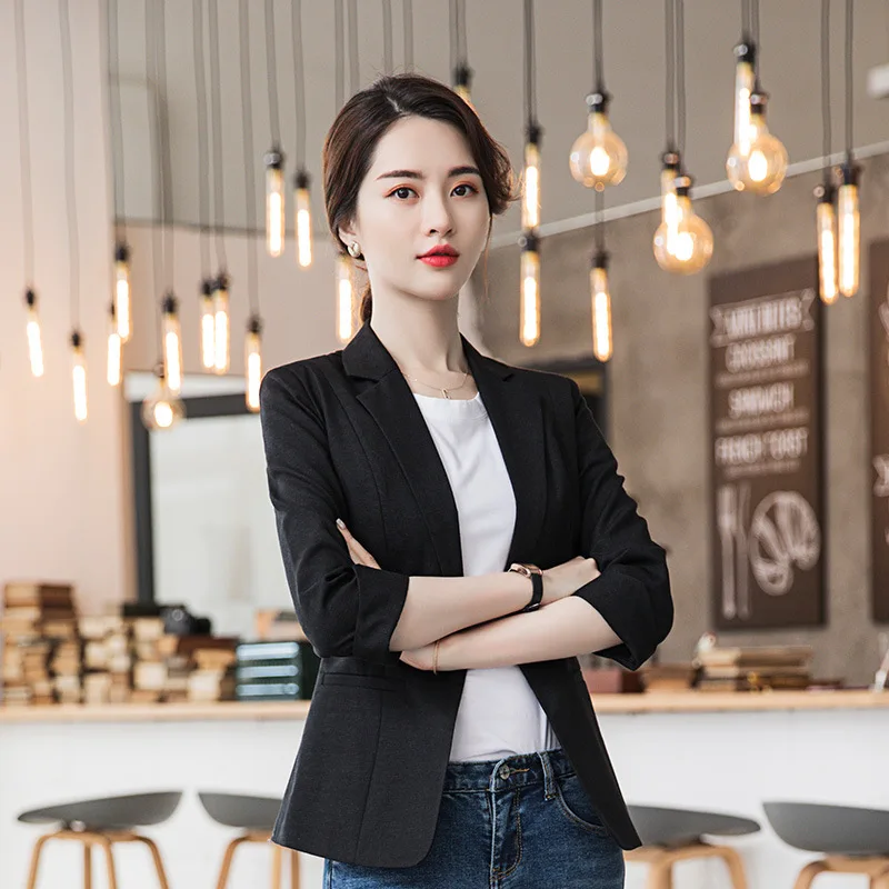

Small Suit WOMEN'S Coat Spring And Autumn 2018 New Style Linen Solid Color England Ventilation Network Red Cell Pattern Blazer
