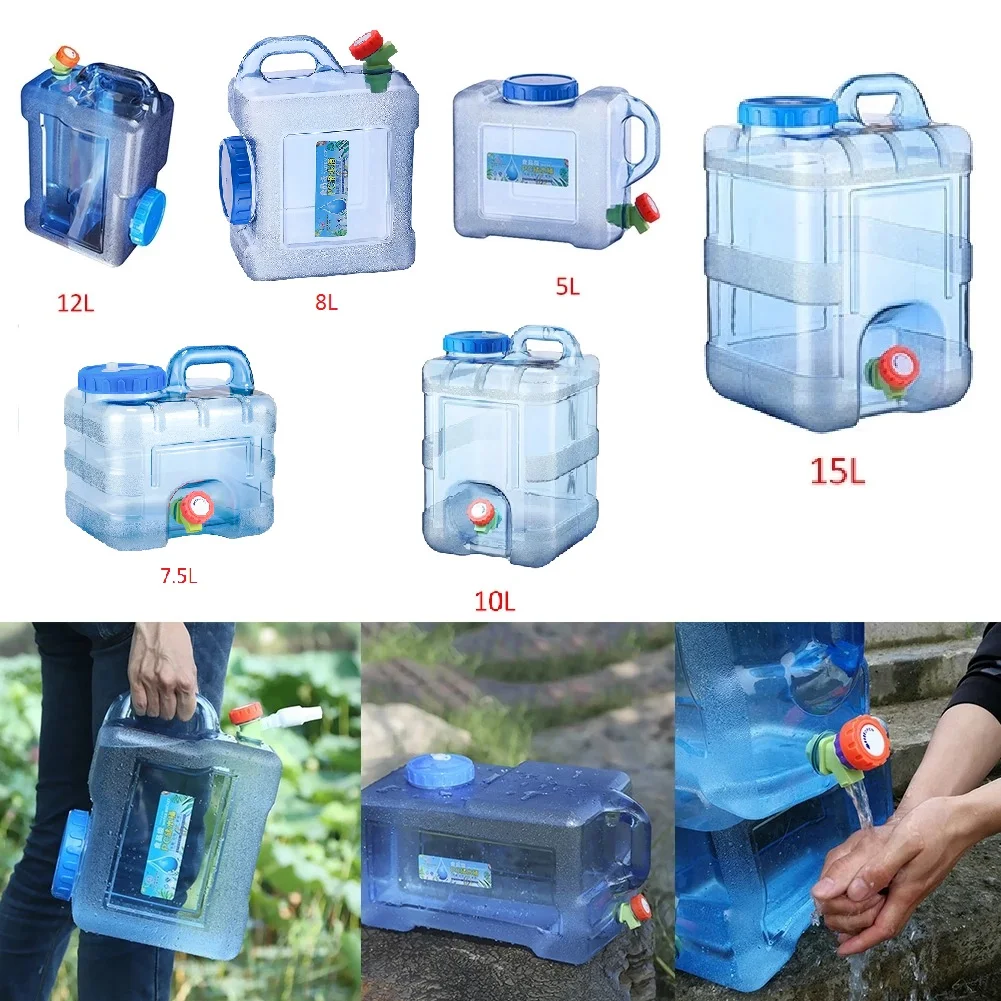 12L Storage Water Tank Tote Bucket Vehicle Container Water Tap Camping Portable 