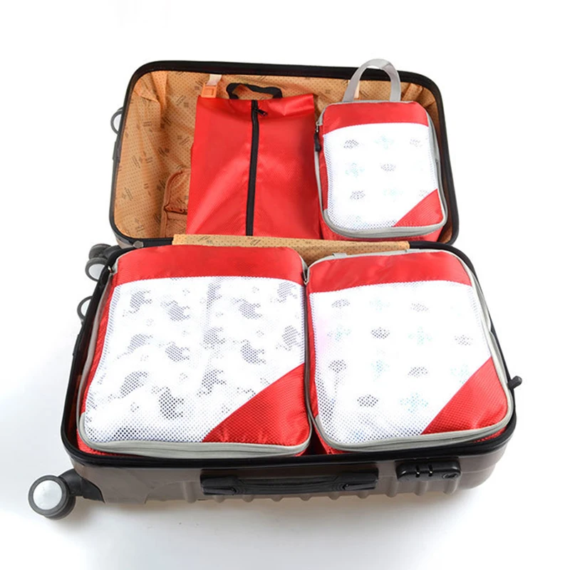 Хит, 4 шт., дорожная компрессионная сумка для хранения, чемодан, органайзер для багажа, набор компрессионных упаковочных кубиков для одежды, нижнего белья