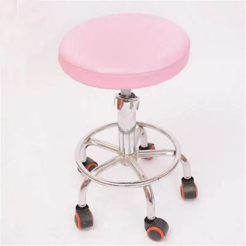 Pink 1 шт круглая накладка на стул домашний барный стул Чехол Эластичный толстый из искусственной кожи водонепроницаемый - Цвет: Pink