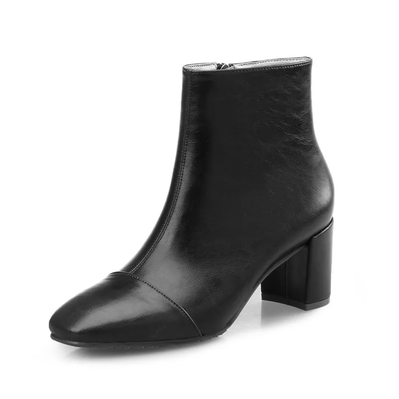 

Women's Short Boot Autumn Boots Shoes Bootee Woman 2019 Zipper Booties Ladies Chunky Heel Ankle Rubber Red Winter High Heel