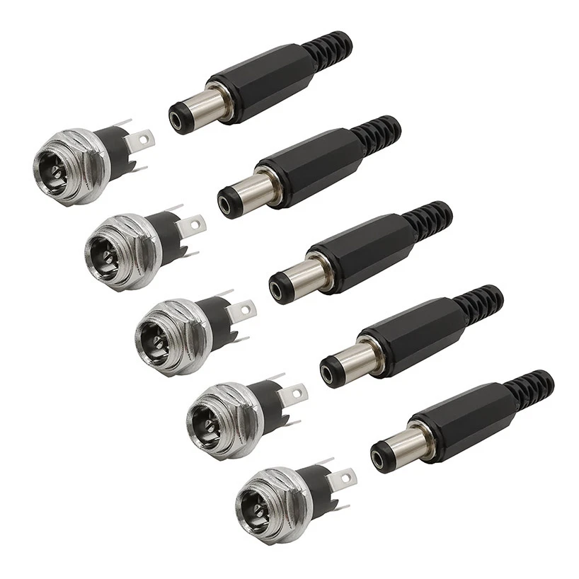 Details about   5 SETS 12V 5.5 2.1 MM MALE FEMALE DC POWER SOCKET JACK CONNECTOR CABLE PLUGS