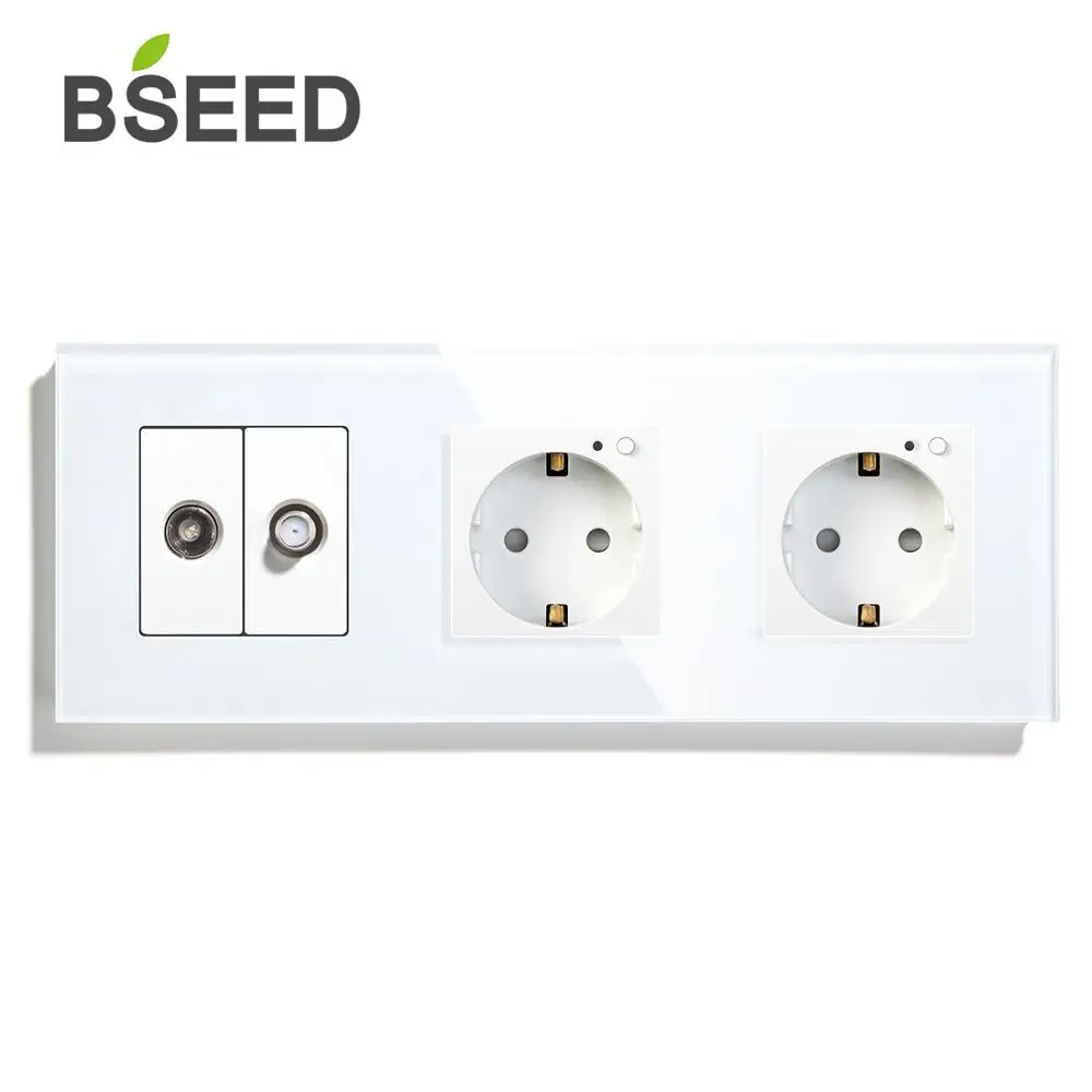 Евророзетка BSEED с Wi Fi двойной розеткой ТВ спутниковой розеткой|Электрические