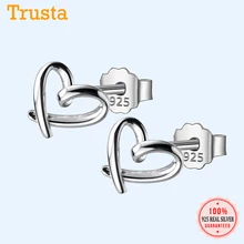 Trusta, новинка, 925 пробы, серебряные ювелирные изделия, женские модные серьги-гвоздики с милым сердцем, подарок для девочек, друзей, детей, леди, DS1501