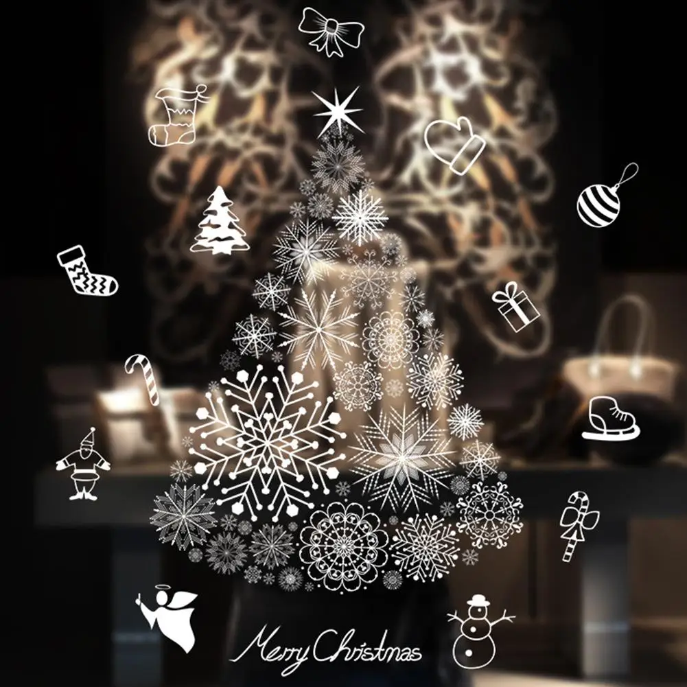 Креативная большая рождественская неклеевая Электростатическая наклейка для окон Наклейка s Рождество Зима Страна Чудес украшения - Цвет: Тёмно-синий