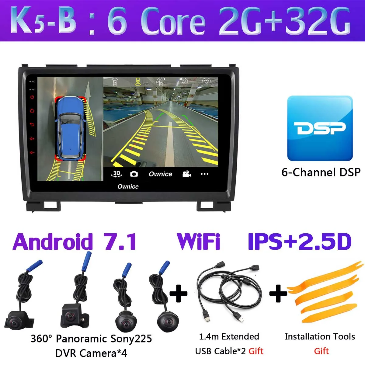 Ownice K1 K3 K5 K6 автомобильный dvd-плеер gps радио для Haval Hover Greatwall Great Wall H5 H3 2011 2012 2013 автомобильный Радио 360 ° панорамный - Цвет: K5-B