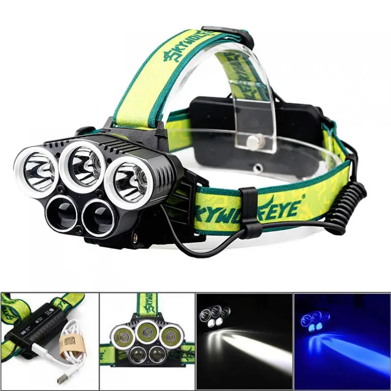SKYWOLFEYE F526 фары 1500Lm 3x T6 + 2x XPE 3 светодиодный Перезаряжаемые Фара Фонарь | Лампы и