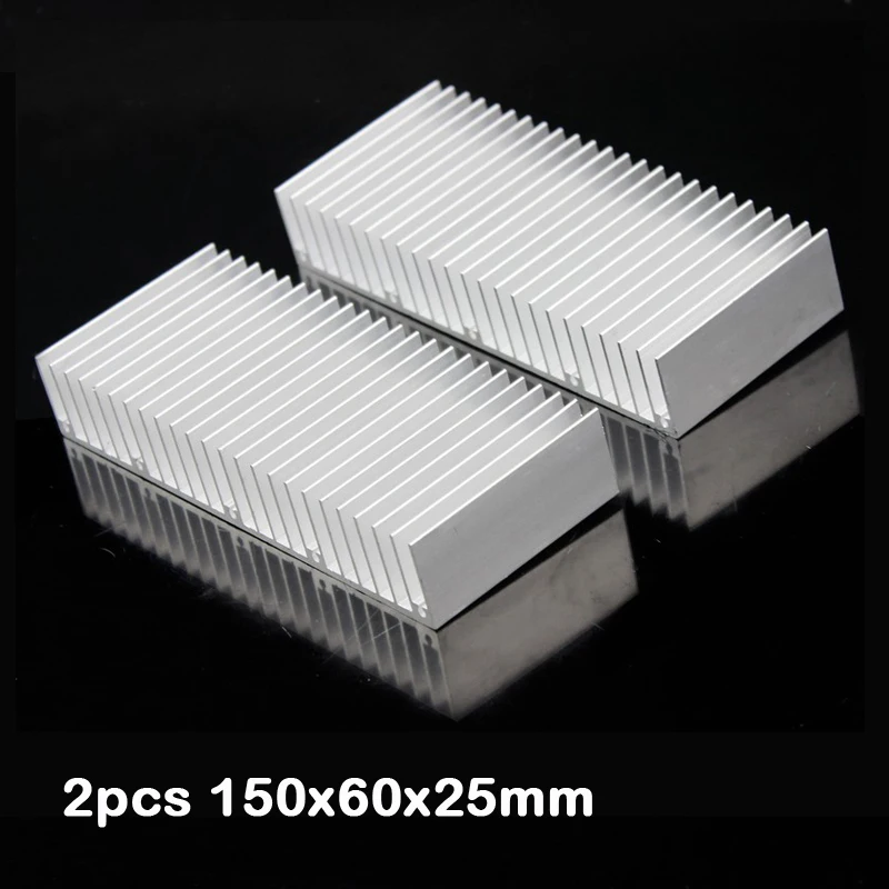 2Pcs lot 150mm x 60mm 25mm Aluminum Heatsink Radiator Cooling Cooler heat sink For Electronic Chip IC |