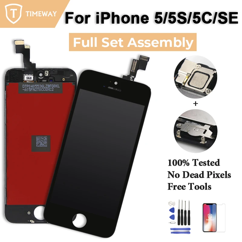 

TIMEWAY AAA+ LCD For iPhone 5 5s 5c 5SE LCD Display Full Assembly LCD Touch Screen Digitizer Home Button+Camera Full Replacement