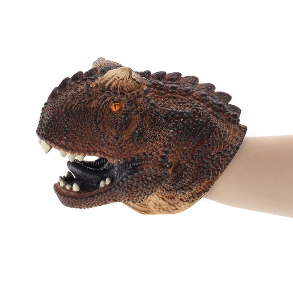 Дикие животные голова ручной кукольный крокодил Юрского Периода Динозавры T-Rex мягкие виниловые перчатки из ПВХ фигурка модель игрушки Дети Рождественский подарок - Цвет: A2