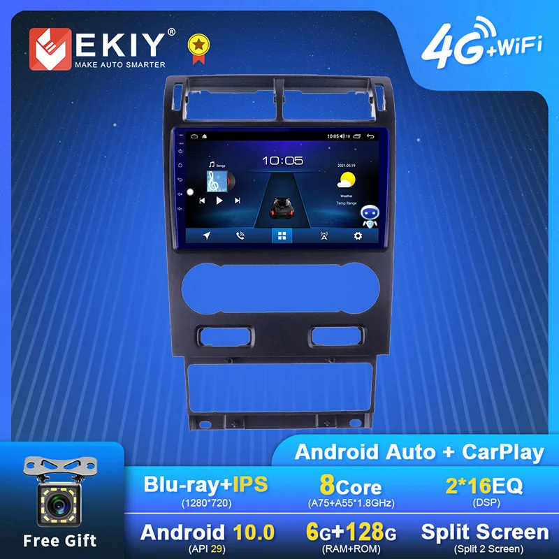 EKIY Android автомобильный радиоприемник для Ford Mondeo 3 2000-2007 навигация GPS 1280*720 IPS DSP Carplay