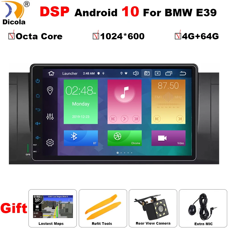9” IPS DSP Android 10 Car stereo NO DVD Player For BMW X5 E53 BMW E39 5