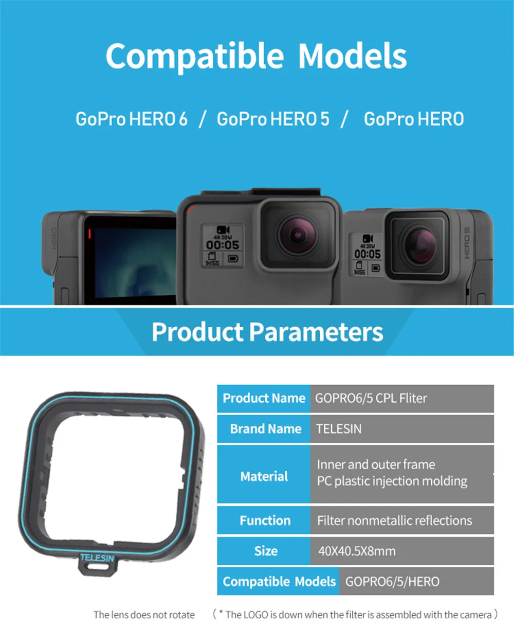 Поляризационный фильтр CPL фильтр объектива+ крышка объектива для GoPro Hero 5 6 7 черный аксессуары для фотографии