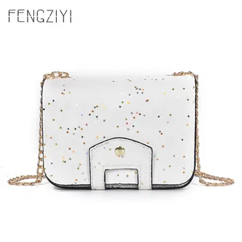 

New Fashion Crossbody Bags High Quality Mini Purses PU Soft Leather Messenger Shoulder Bags For Women Star Sequin Bolso Mmujer