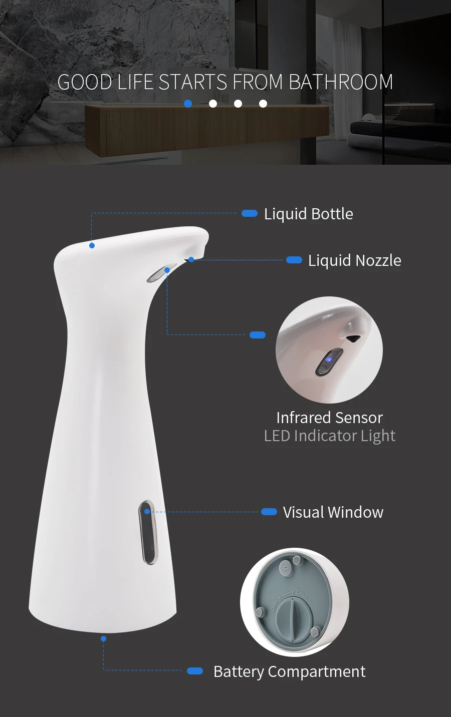 200 мл ABS Автоматический Дозатор жидкого мыла умный ИК-датчик бесконтактный дозатор дезинфицирующего средства для кухни ванной туалета