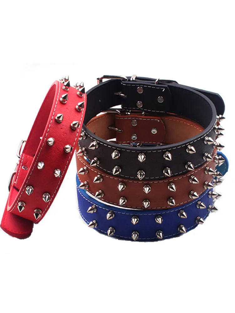 Ошейник для собак из ПУ кожи с заклепками и шипами|dog collar pu|leather dog collardog |