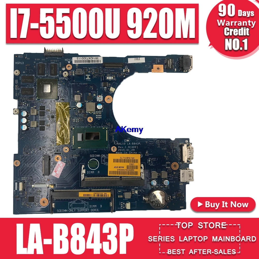 I7-5500U 920M 2G Voor Dell Inspiron 5458 5558 5758 Laptop Moederbord AAL10 LA-B843P CN-0VFD5V 0VFD5V VFD5V Moederbord I7-5500U 920M 2G Voor Dell Inspiron 5458 5558 5758 Laptop Moederbord AAL10 LA-B843P CN-0VFD5V 0VFD5V VFD5V Moederbord