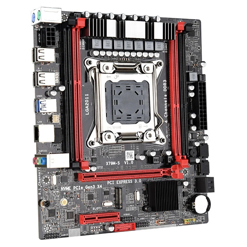  X79M-S LGA 2011-V2 Motherboard 2 Channel DDR3 64G RAM M.2 NVME SATA III USB 3.0 for Xeon V2 E5 All 