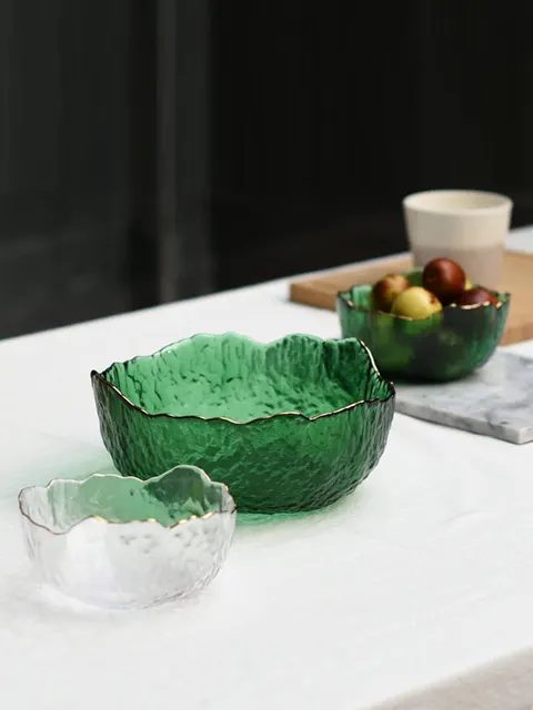 Nordic Home Tablewares Gold Inlay Dry Fruit Bowls Decorative Crystal Glass Salad Bowl Soup Bowl миска fruteros de cocina miska 6