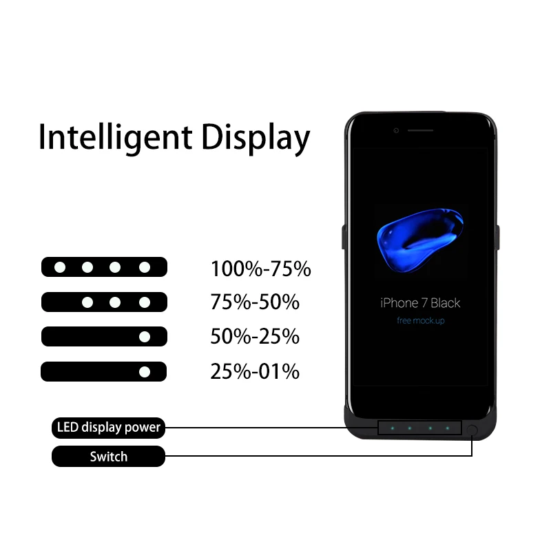 Ультратонкий чехол с зарядным устройством 10000 мАч для iPhone 6/6s/7/8 аккумулятор