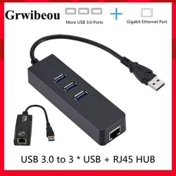 Grwibeou Portable USB 3.0 Hub Hub USB MULTI USB Splitter3 Hab Utiliser Adaptateur secteur 4/7 Port Multi Prolongateur 2.0 USB3 Moyeu avec Interrupteur 