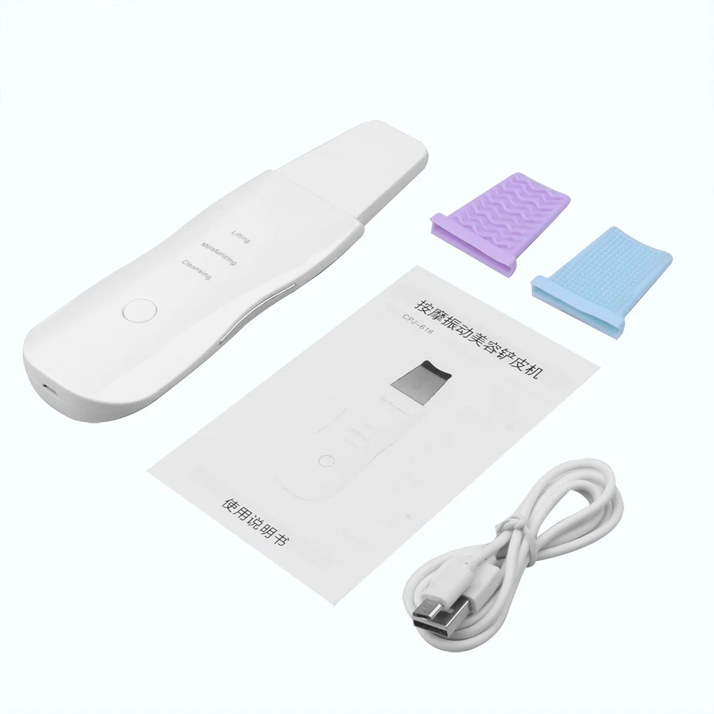 USB Vibration Skin Scrubber Not Ultrasonic Face Spatula Blackhead Remover Facial Shovel Clean Peeling Massager Tool Dropship | Красота и