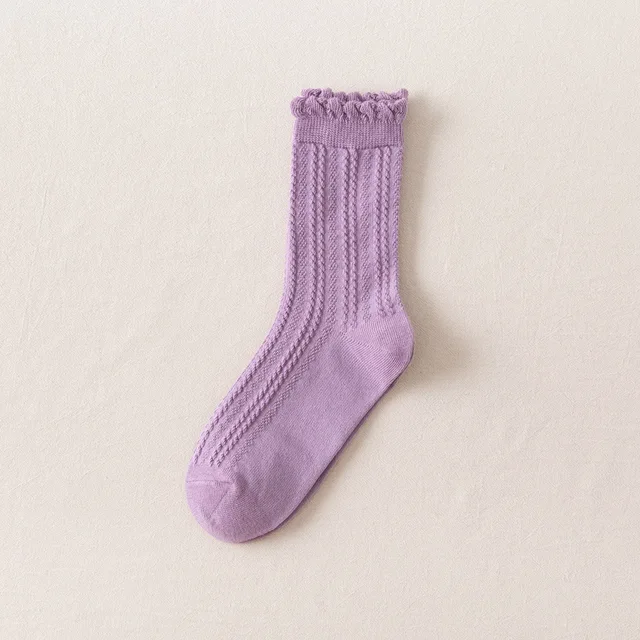 ruffle frilly socks woman kawaii calcetines de la mujer cute women meias mulher skarpetki meia calcetas white japanese sock purple