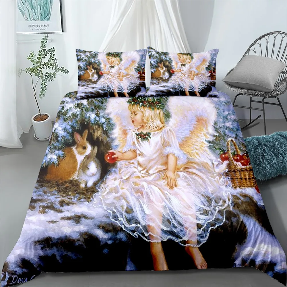 Angel Oil Painting Bedding Set para crianças,