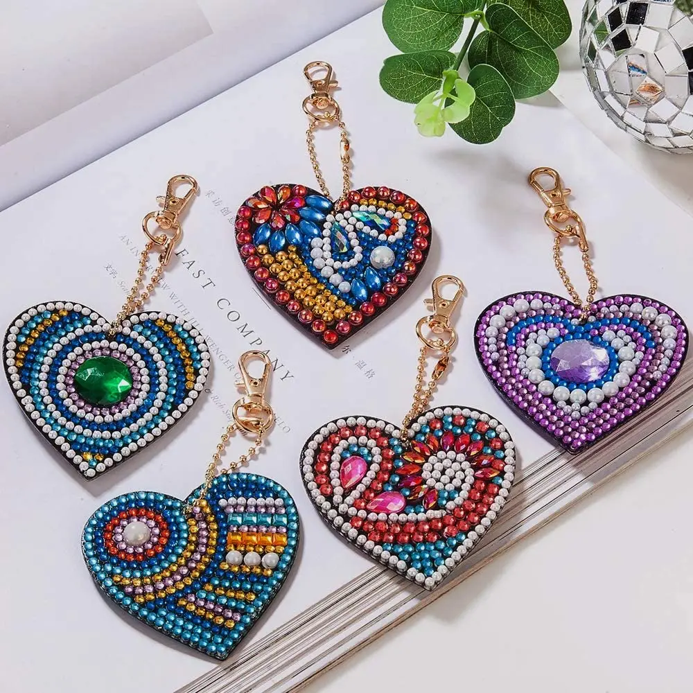 Diamond Painting Keychains Hearts  5d Diamond Painting Kits Adults - 5pcs  Diamond - Aliexpress