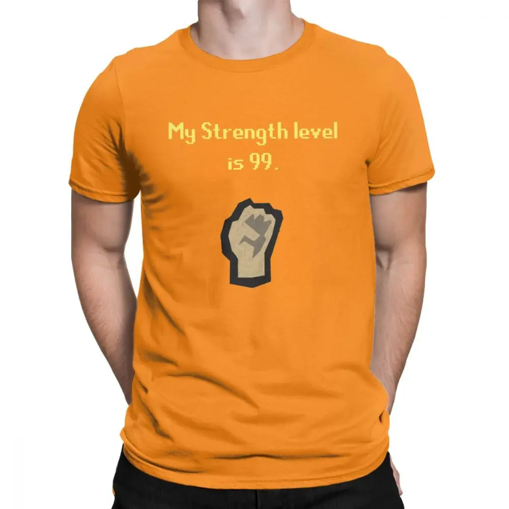 Мужская футболка Runescape Strength, хлопковая одежда 99 Strength, футболка с графическим 3D принтом, негабаритная - Цвет: Оранжевый