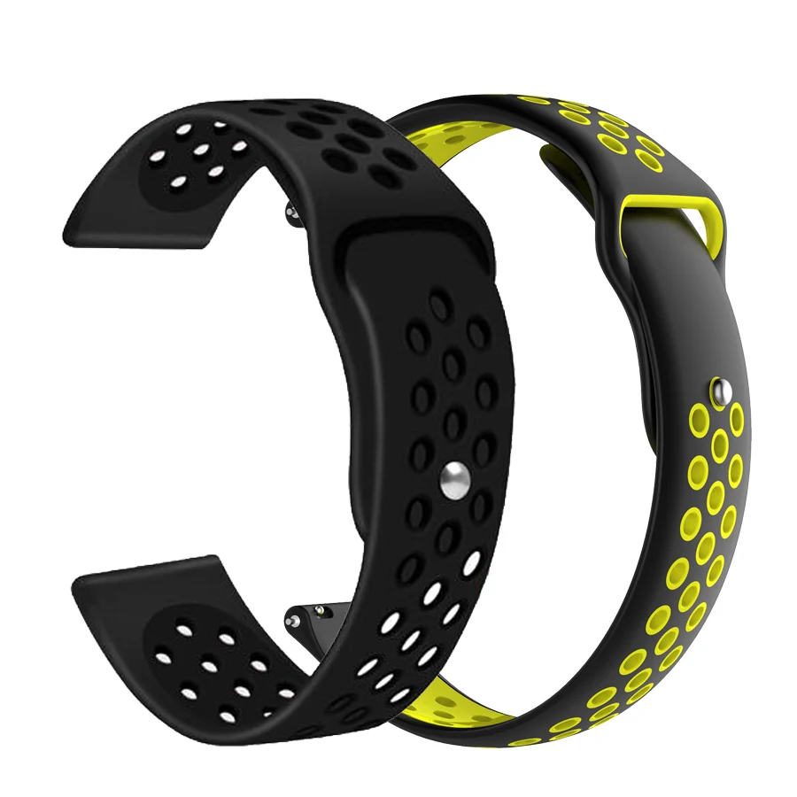 black-blackyellow 2 шт./упак. силиконовые ремешки для часов Ремешок для Huami Amazfit Bip наручный ремешок для часов для amazfit pace stratos 2s GTS GTR 42/47 мм браслет - Цвет: black-blackyellow