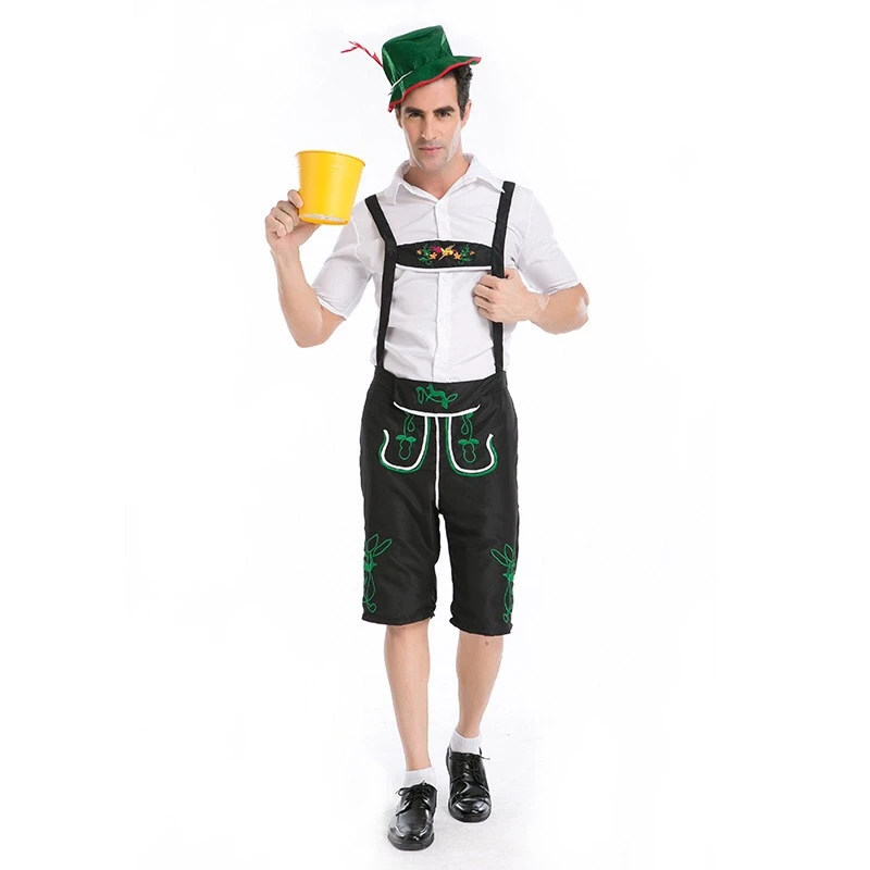 Adult Men Peasant Harvest Festival Costume Bavarian Oktoberfest Lederhosen Shorts Bib Overalls Outfit Plus Size XXL|bavarian costume|oktoberfest costumelederhosen costume - AliExpress