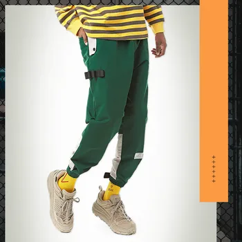 

Original Tide Brand Trousers Men 2019 Autumn New Color Splicing Cargo Plate Casual Trousers Small Feet Pants