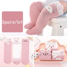 3 пары, детские носки для мальчиков и девочек, Гольфы с рисунком, Meias Para Bebe, зимние теплые детские носки розовый мягкий хлопковый для младенцев с животными