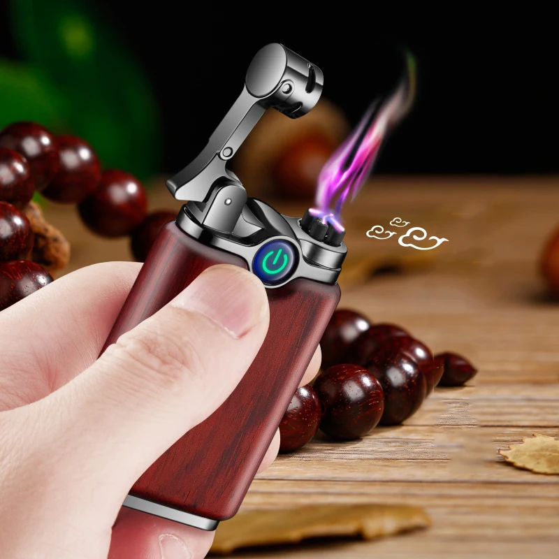 

Plasma Sandalwood USB Lighter Rechargeable Double Arc Creative Lighter Cigarette Accessories Men's Smoking Exquisite Gift
