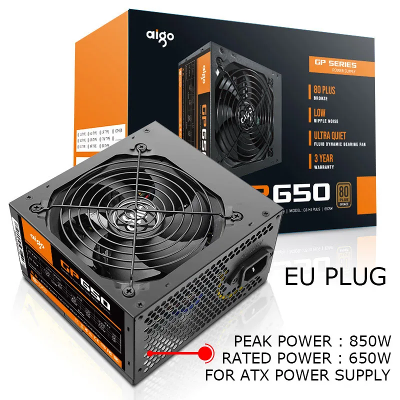 Aigo 650 Вт компьютерный блок питания ATX mini psu itx 80 plus Bronze EU Plug Active Flex ITX PC power 12 в