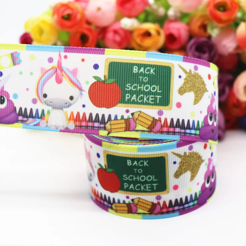 5 Yards 1.5'' (38MM) Back To School Printed Grosgrain Ribbons Hair Bows/ Gift Packaging DIY Handmade Materials Y19071904